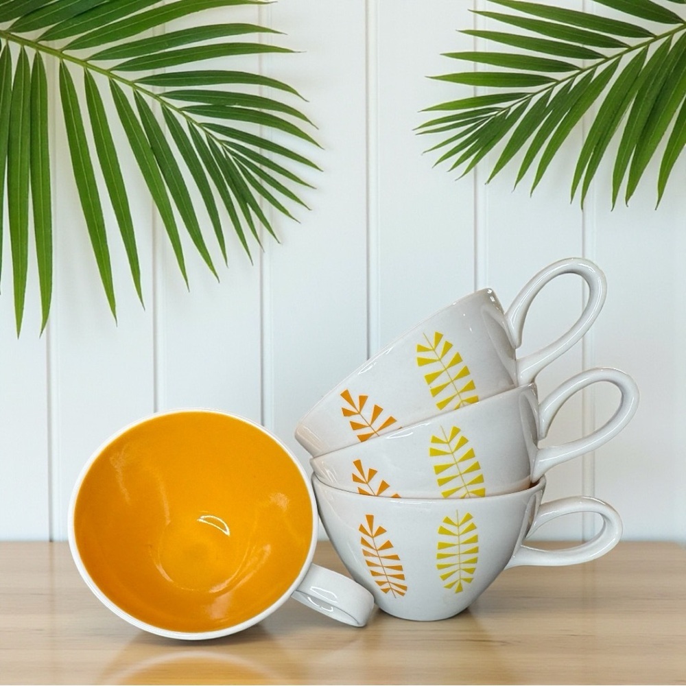 Knowles “Leaf Dance” Teacups – Set of 4 | Mid-Century Modern Style